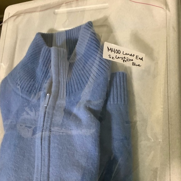 L.L. Bean 100% Cashmere Full-zip Sweater Sz Large Sky Blue - Picture 10 of 10